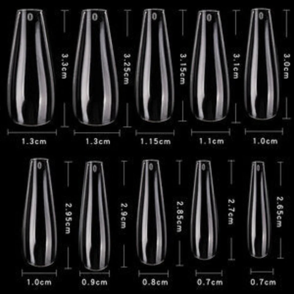 Cre8tion Special Shape Clear Long Coffin 600pcs #15139 Classique Nails Beauty Supply Inc.