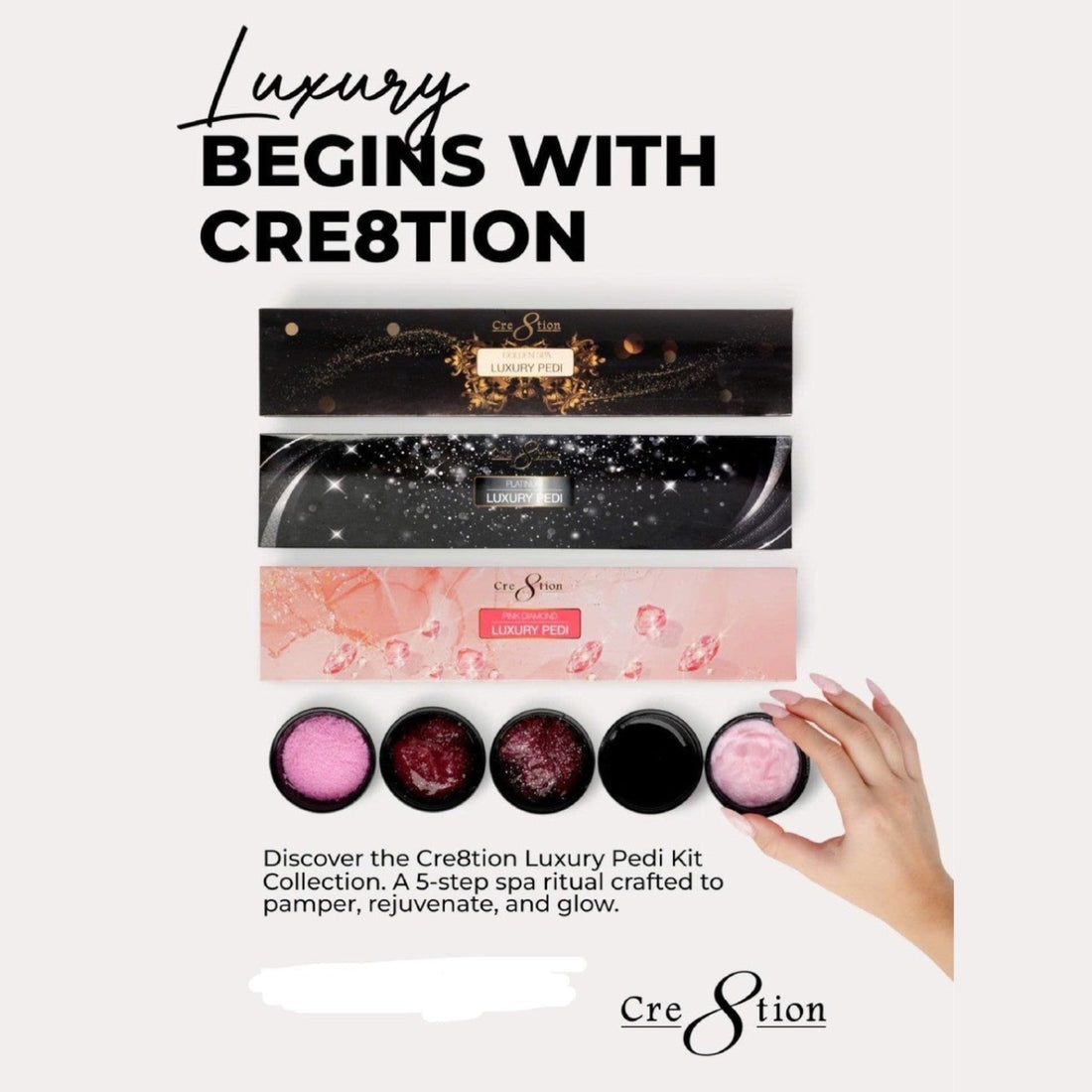 Cre8tion Luxury Pink Diamond 5In1 Pedicure Spa Kit #19564