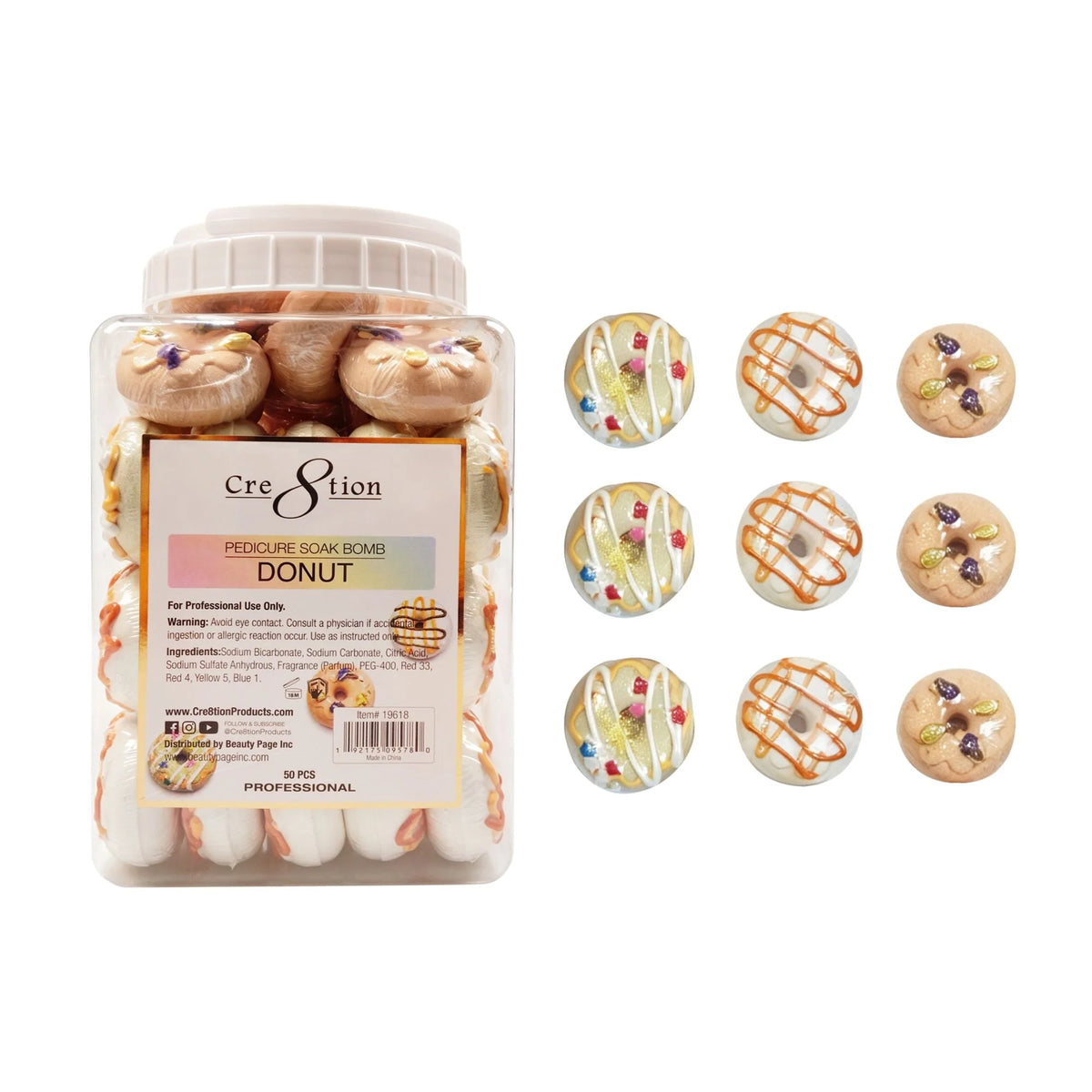 Cre8tion Pedicure Soak Bombs - Small Size Donut (40pcs)
