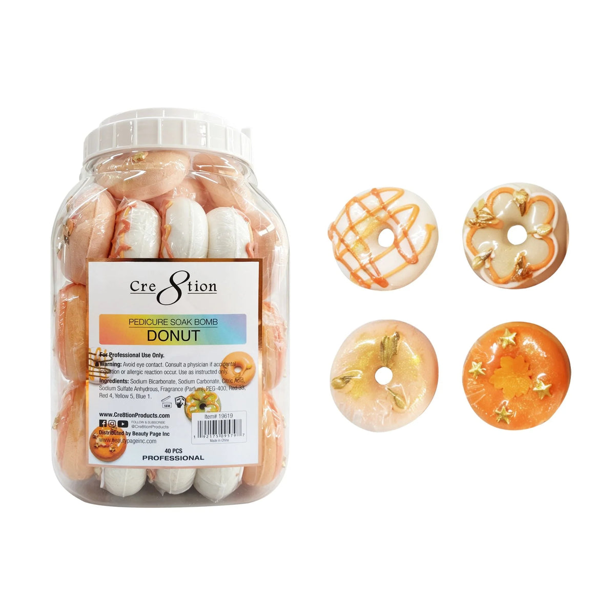 Cre8tion Pedicure Soak Bombs - Large Size Donut (50pcs)