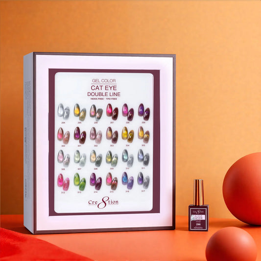 Cre8tion (HEMA/TPO-Free) Cat Eye Gel Polish - Double Line Collection (24pcs)