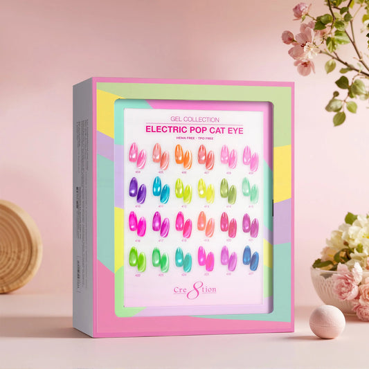 Cre8tion (HEMA/TPO-Free) Cat Eye Gel Polish - Electric Pop Collection (24pcs)