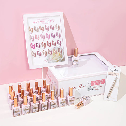 Cre8tion (HEMA/TPO-Free) Cat Eye Gel Polish - Quiet Rose Collection (24pcs)