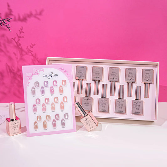 Cre8tion (HEMA/TPO-Free) Cat Eye Gel Polish - Soft Blush Collection (12pcs)