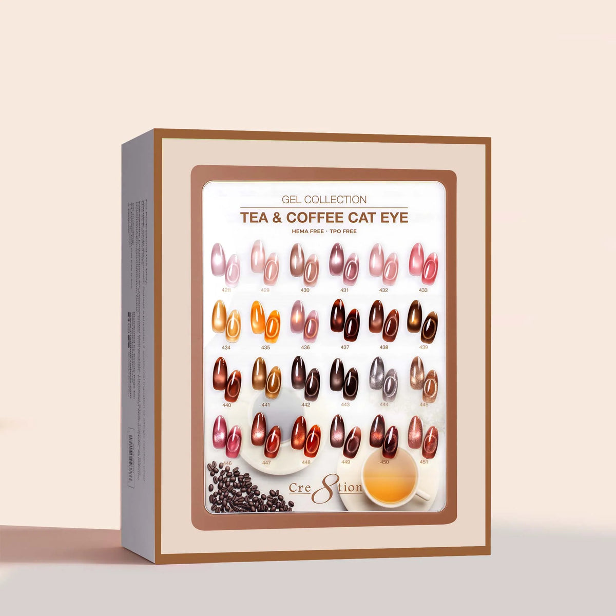 Cre8tion (HEMA/TPO-Free) Cat Eye Gel Polish - Tea & Coffee Collection (24pcs)