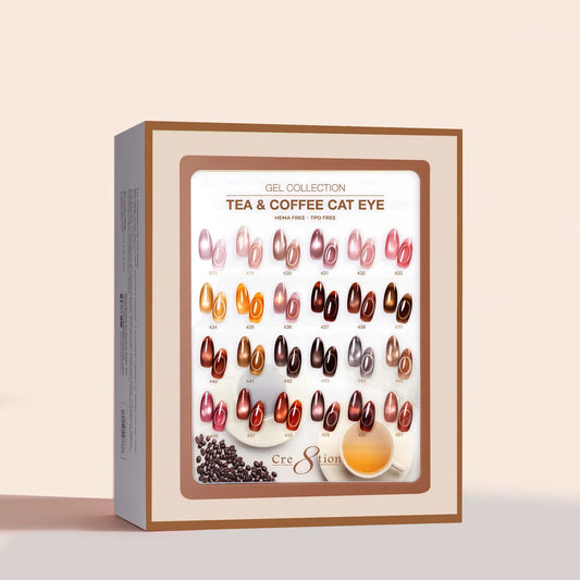 Cre8tion (HEMA/TPO-Free) Cat Eye Gel Polish - Tea & Coffee Collection (24pcs)