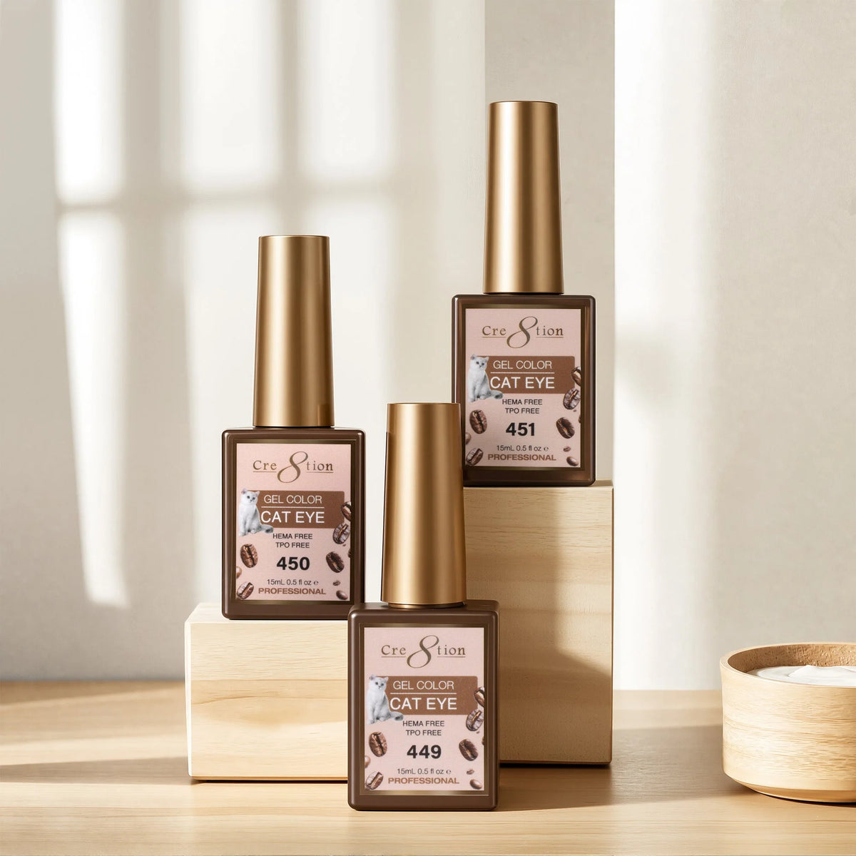 Cre8tion (HEMA/TPO-Free) Cat Eye Gel Polish - Tea & Coffee Collection (24pcs)