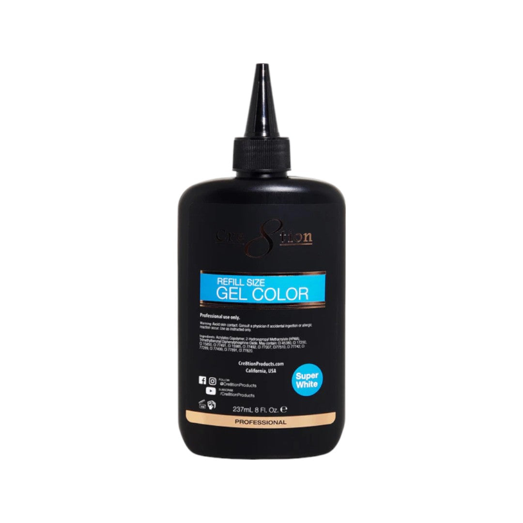Cre8tion Soak Off Gel - Super White Refill 8oz