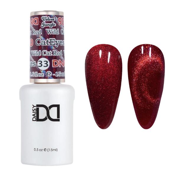 DND 9D Velvet Jungle Cat Eye Gel Polish - Wild Cat Red #33