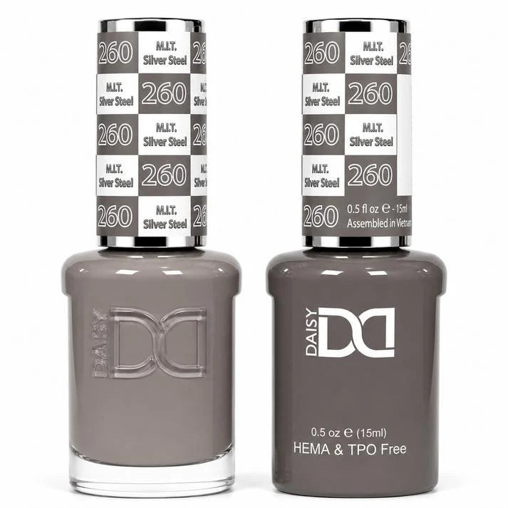DND (HEMA/TPO-Free) Gel & Lacquer Duo - M.I.T Silver Steel #260
