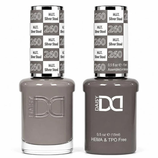 DND (HEMA/TPO-Free) Gel & Lacquer Duo - M.I.T Silver Steel #260