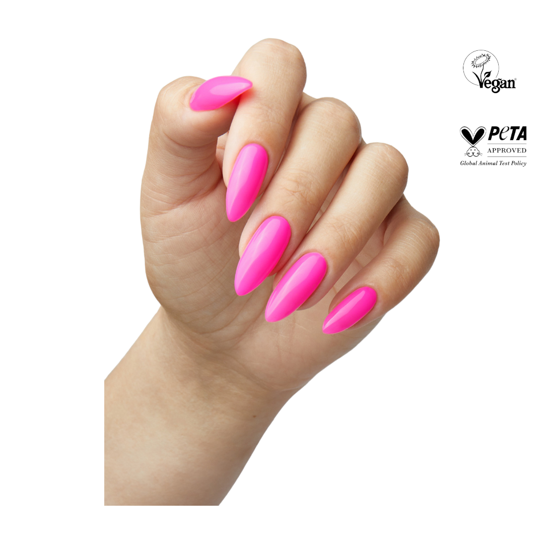 The Gel Bottle Hema-Free Paint, Doughnut 712, Hot Pink Gel Polish, pink nail patterns, the gel bottle canada​, gel in the bottle​, the gel bottle inc​, vegan near me​, vegan​, nail salons near me, nails for you