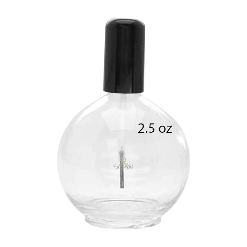 Empty Round Glass Polish Bottle 2.5oz - Classique Nails Beauty Supply