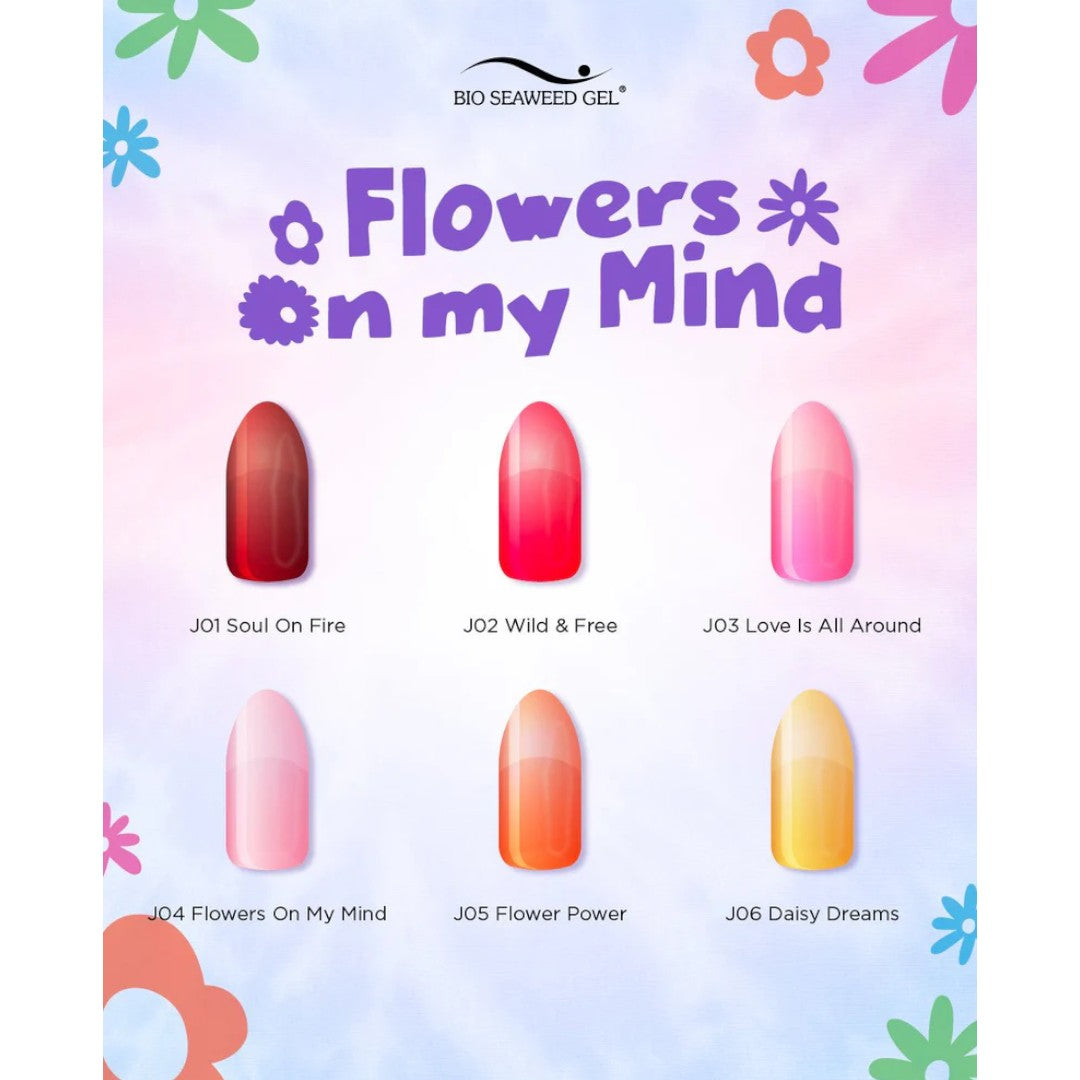 Bio Seaweed Jelly Gel Polish - Flowers On My Mind Collection #J01-J12 (12pcs)