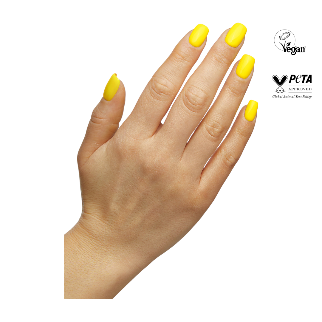 The Gel Bottle Hema-Free Paint, Fries 713, Summer Sun, Neon Yellow Gel Polish, yellow nail designs, the gel bottle canada​, gel in the bottle​, the gel bottle inc​, vegan near me​, vegan​, nail salons near me, nails for you