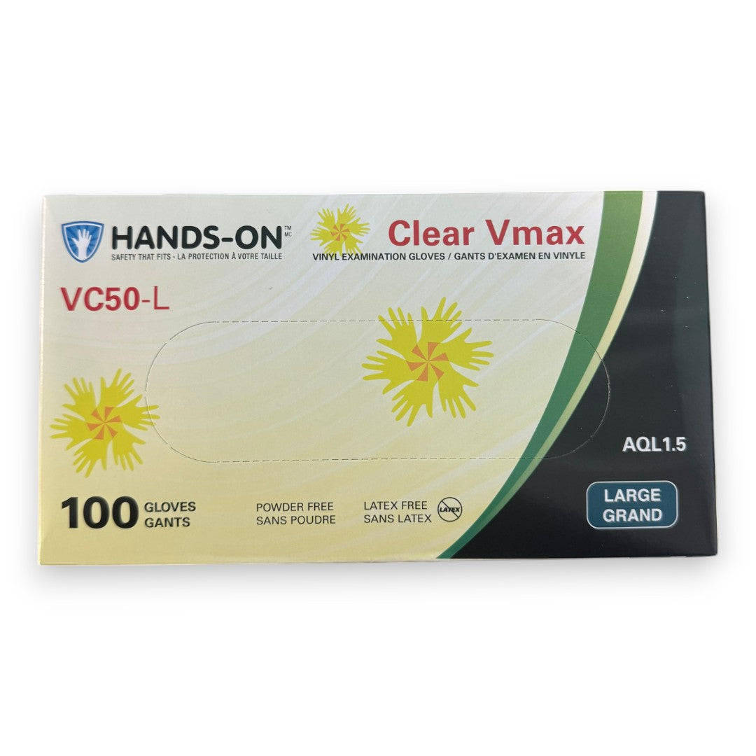 Hands-On Clear Vinyl Powder Free Gloves - Large (Box of 100)