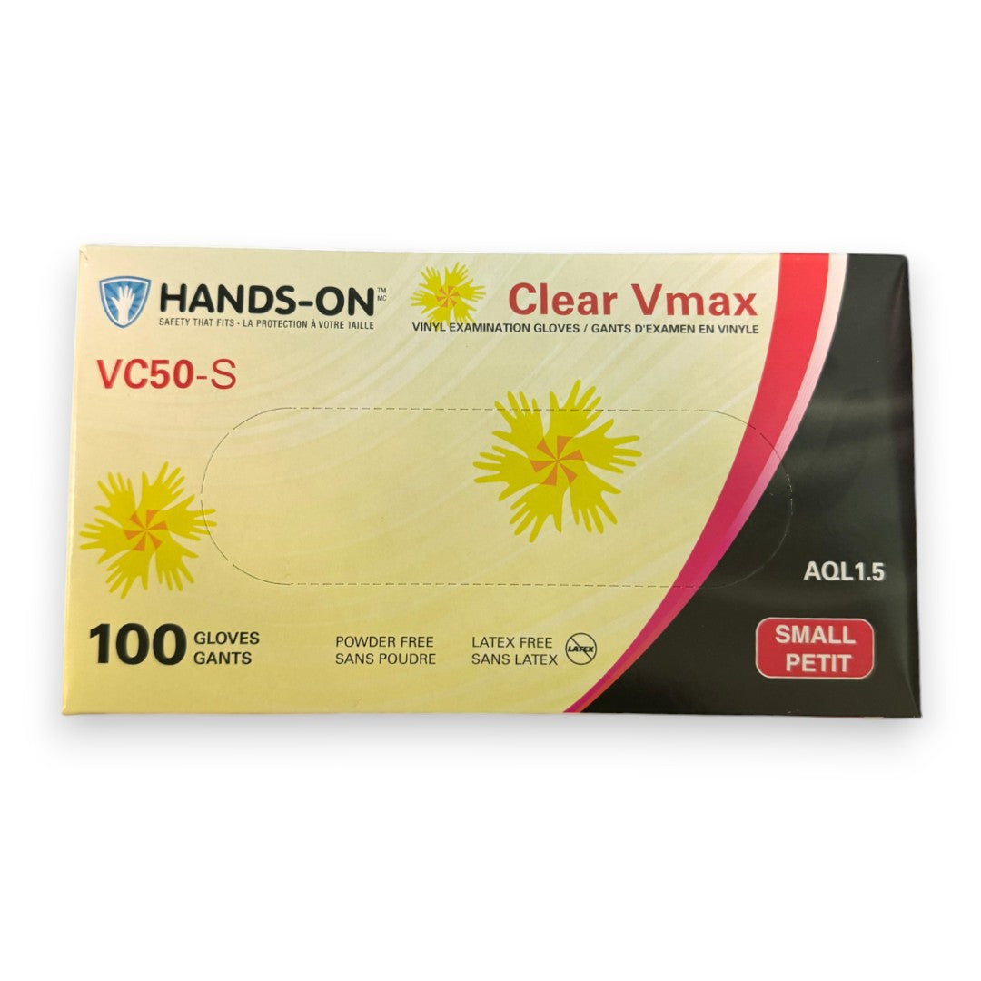 Hands-On Clear Vinyl Powder Free Gloves - Small (Box of 100)