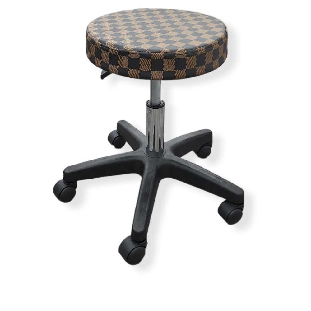 Hydraulic Circle Stool - Brown with Black Base Classique Nails Beauty Supply Inc.