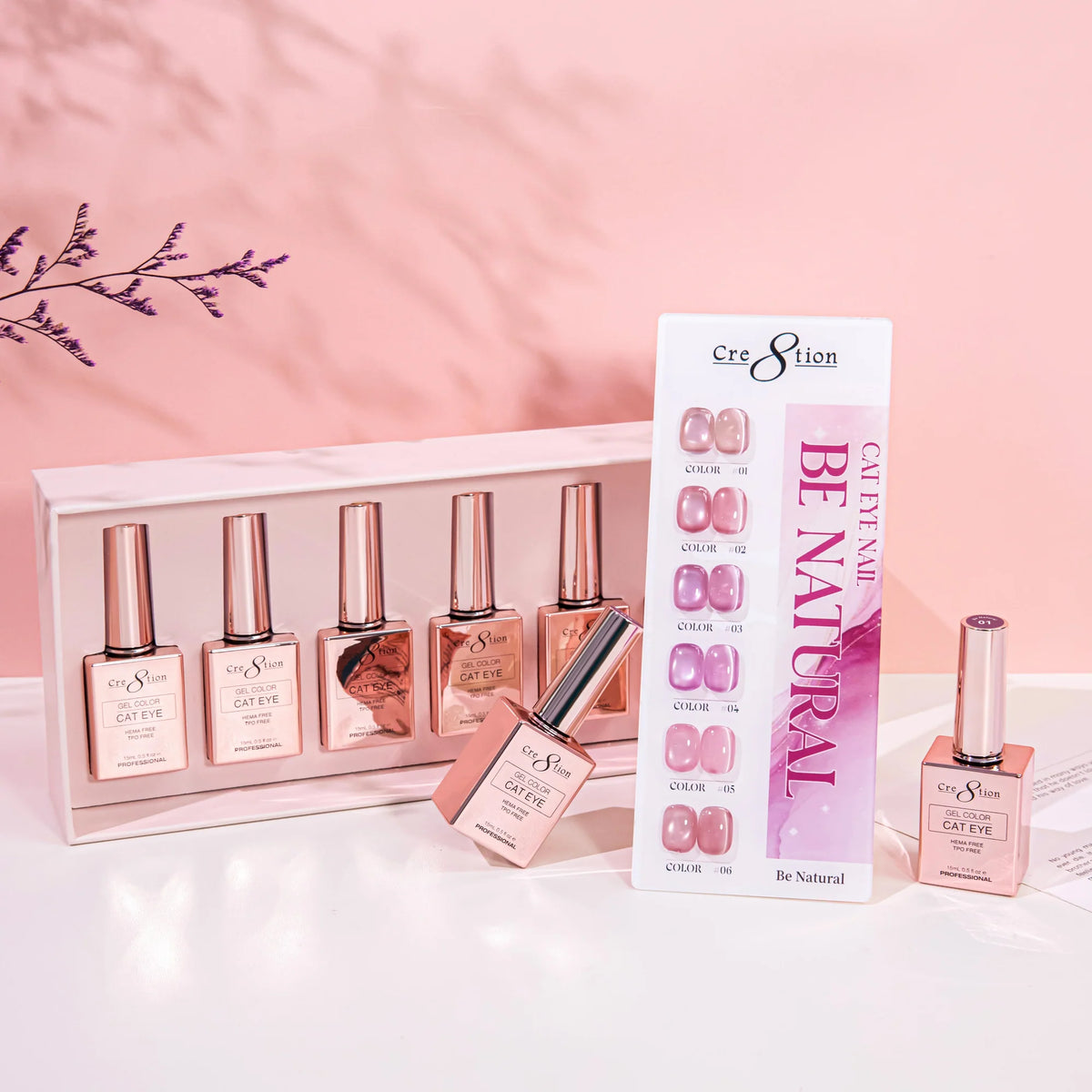 Cre8tion (HEMA/TPO-Free) Cat Eye Gel Polish - Be Natural Collection (6pcs)