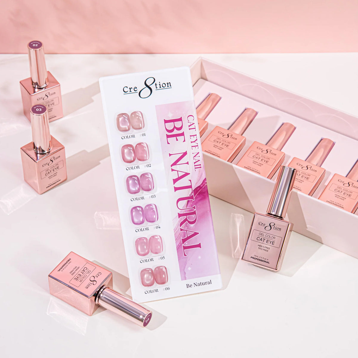Cre8tion (HEMA/TPO-Free) Cat Eye Gel Polish - Be Natural Collection (6pcs)