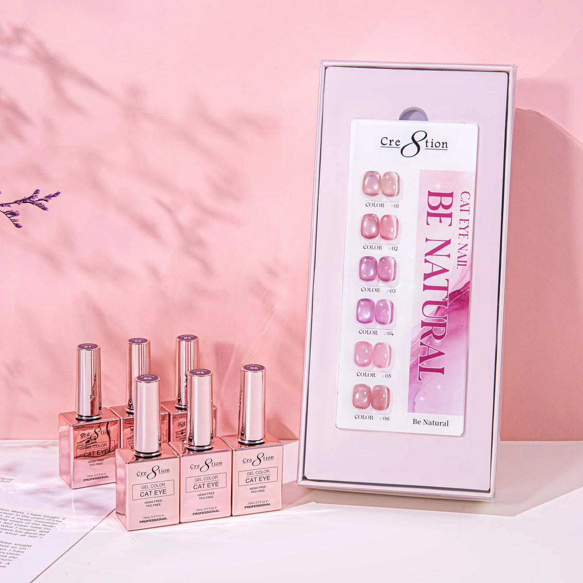 Cre8tion (HEMA/TPO-Free) Cat Eye Gel Polish - Be Natural Collection (6pcs)