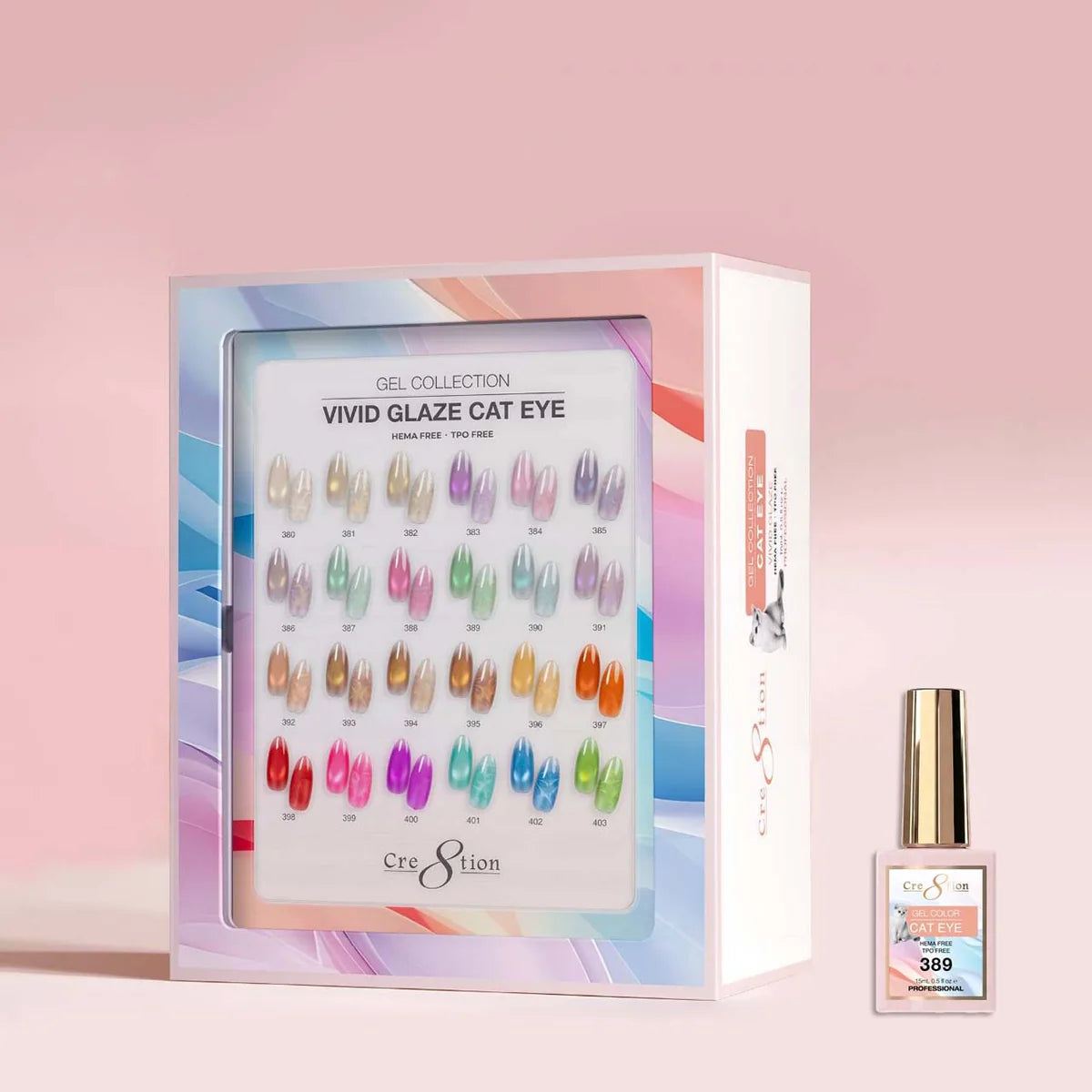 Cre8tion (HEMA/TPO-Free) Cat Eye Gel Polish - Vivid Glaze Collection (24pcs)