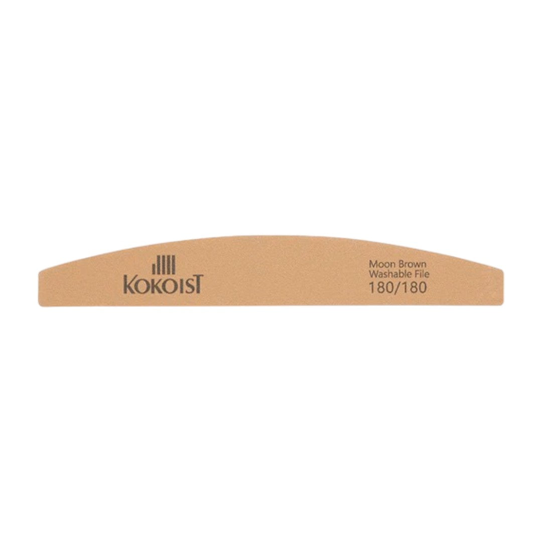 Kokoist Washable Half Moon Nail File 180/180, Brown color, best nail file for toenails​, top rated nail files​, nail file revlon​, amazon nail file​, diamond file nail​, filer nail​, baby nail filer