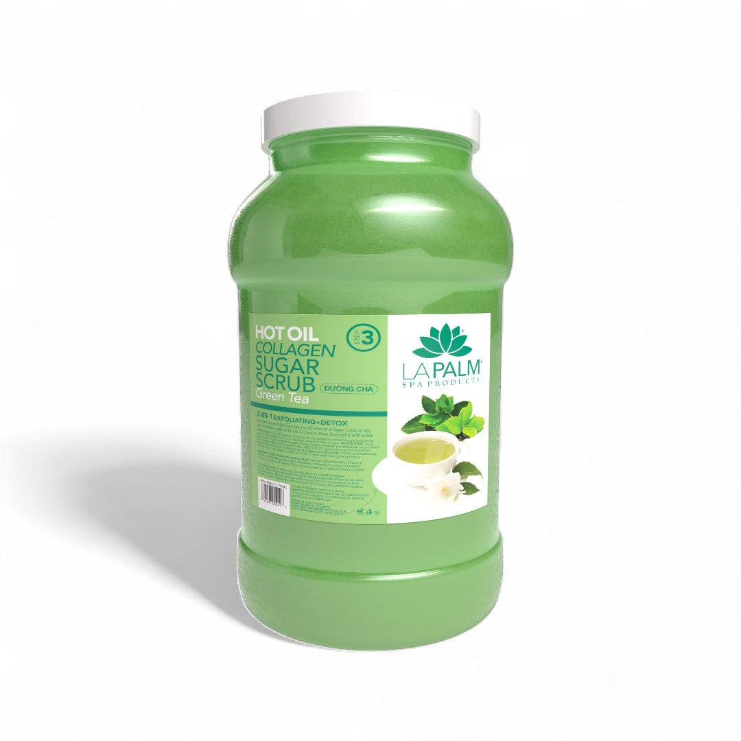 La Palm Hot Oil Sugar Scrub Green Tea 1 Gallon, body scrub body​, body scrubs​, best body exfoliating scrub, body scrub body scrub