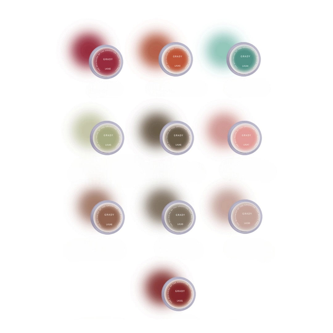 Liuhwa Gradient Gel - Grady2 Collection #L142-L151 (10Pcs) + Grabbing Pen + Sponges