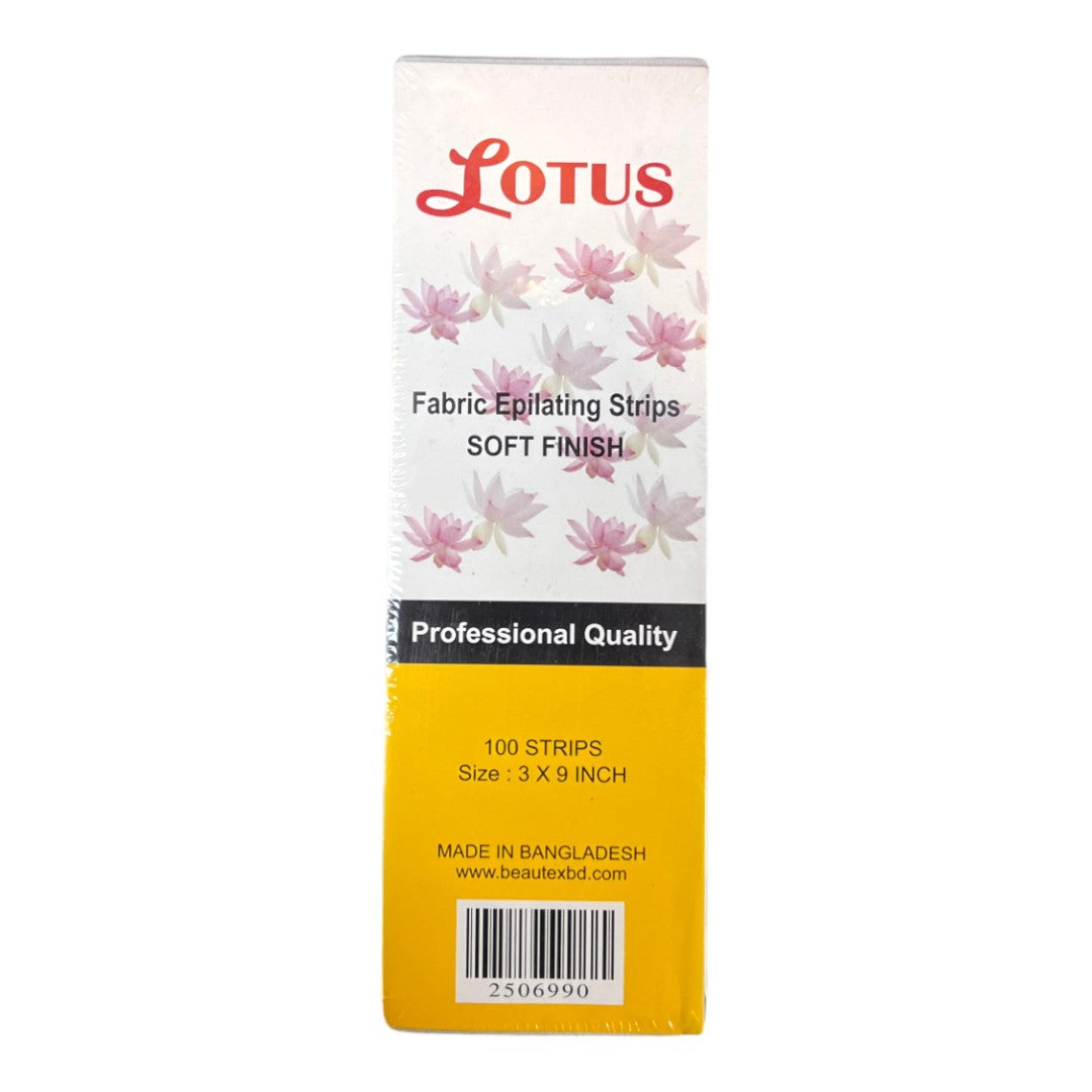 Lotus Fabric Epilating Pre-cut Waxing Strip Soft Finish 3"x9" (100 Strips), wax landing strip