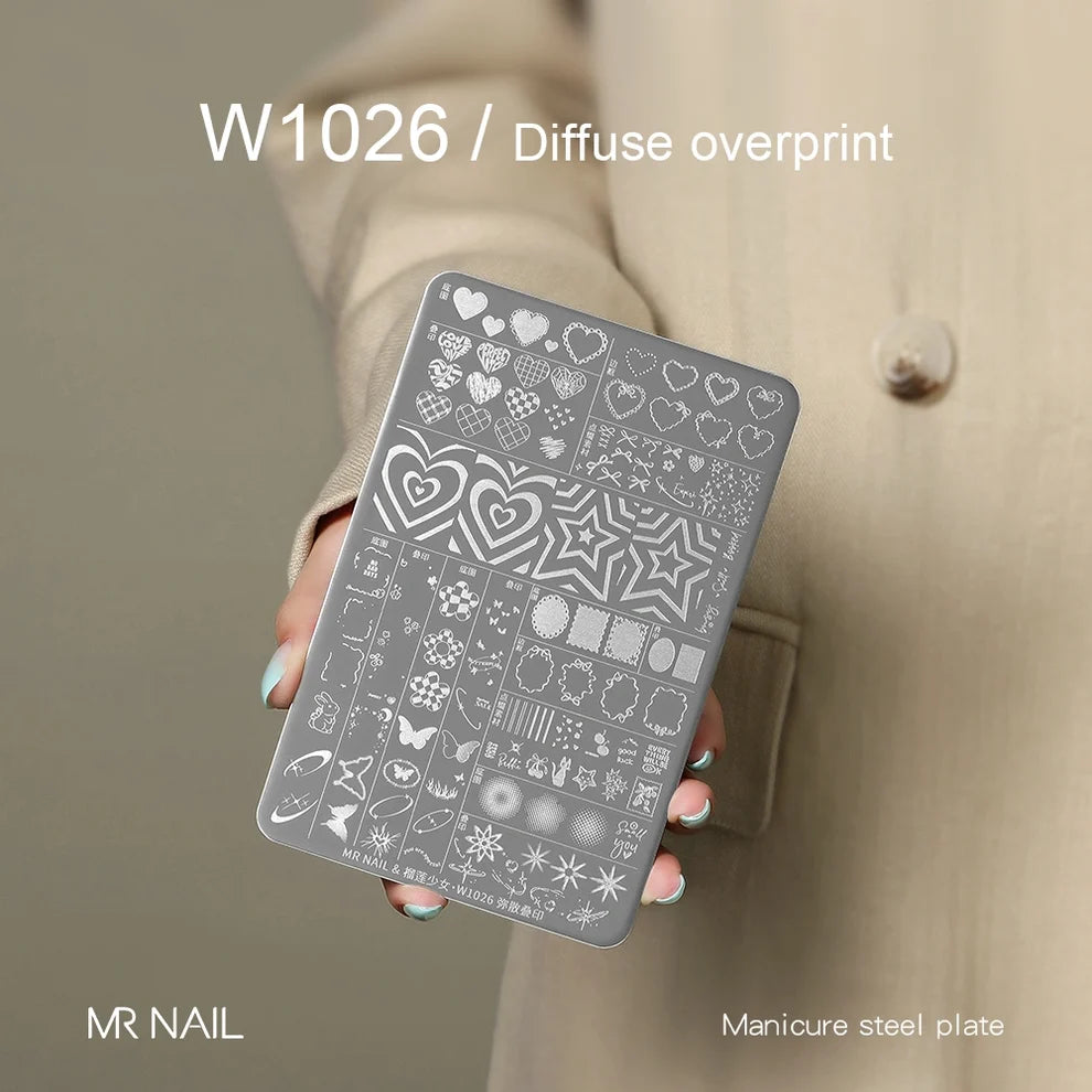 MR.NAIL Nail Art Stamping Plates - Diffuse Overprint #W1026