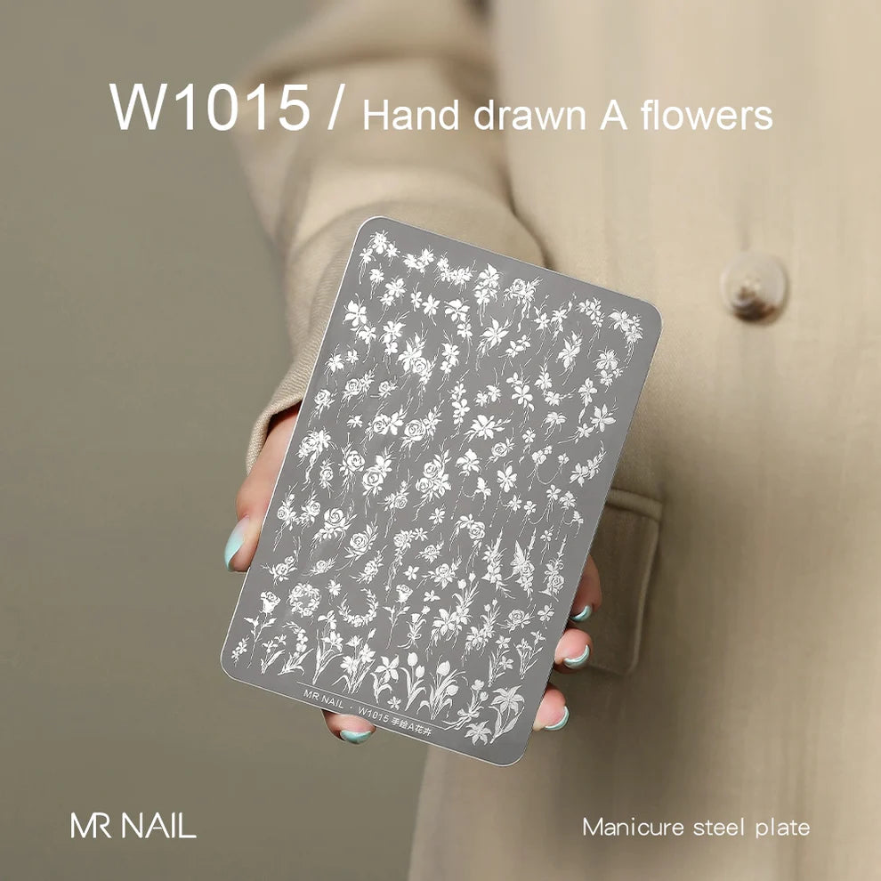 MR.NAIL Nail Art Stamping Plates - Hand-Painted Floral A #W1015