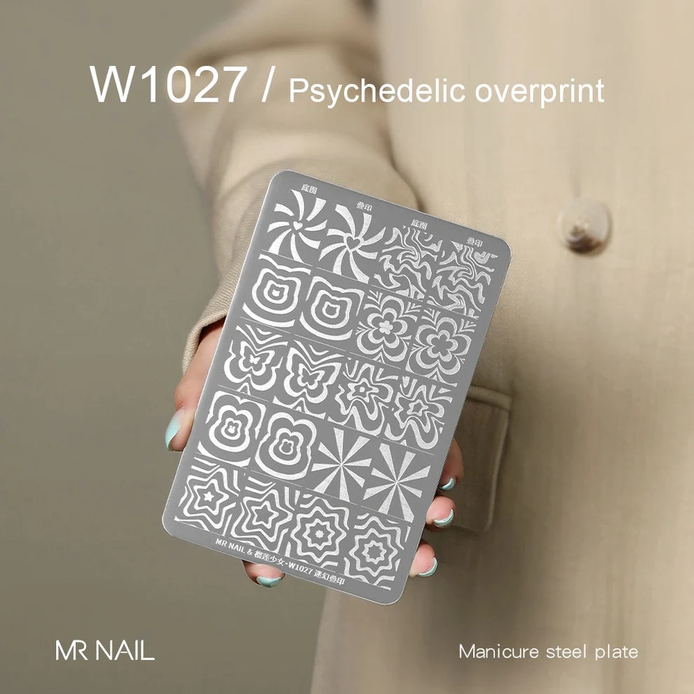 MR.NAIL Nail Art Stamping Plates - Psychedelic Overprint #W1027