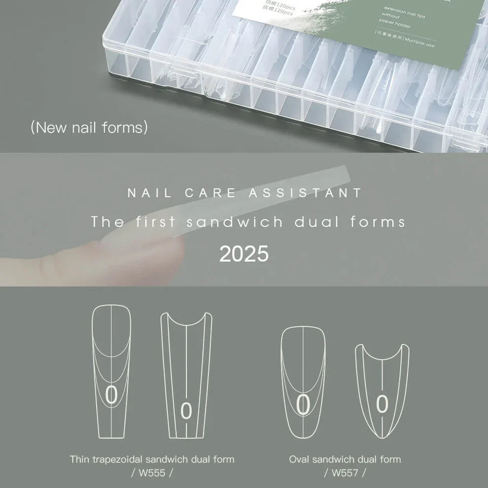 MR.NAIL Sandwich Nail Extensions Dual Forms - Short Oval #W558
