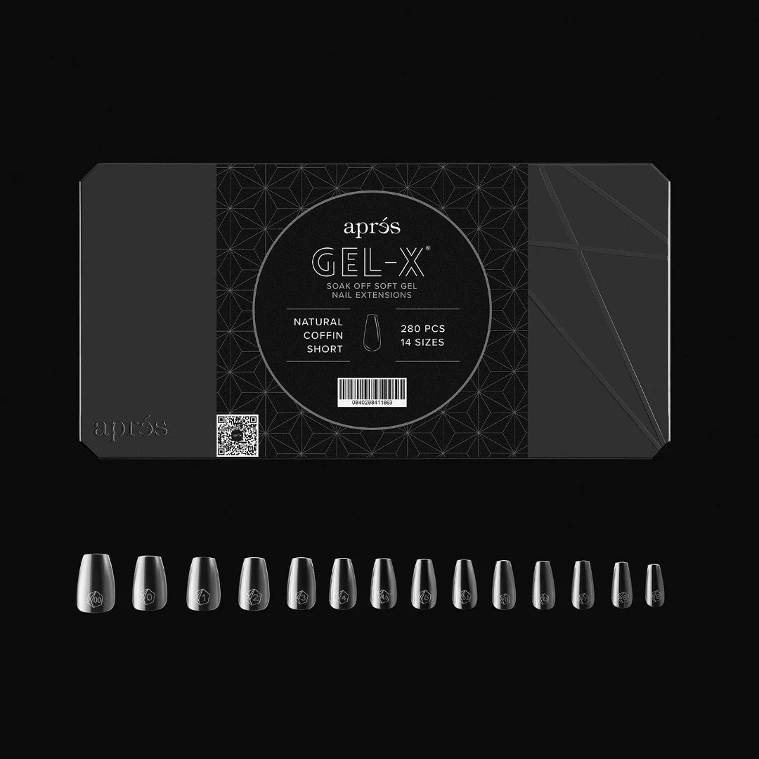 Apres Nails, Gel-X Tip Mini Box, Natural Coffin Short (280pcs), gel x nails calgary