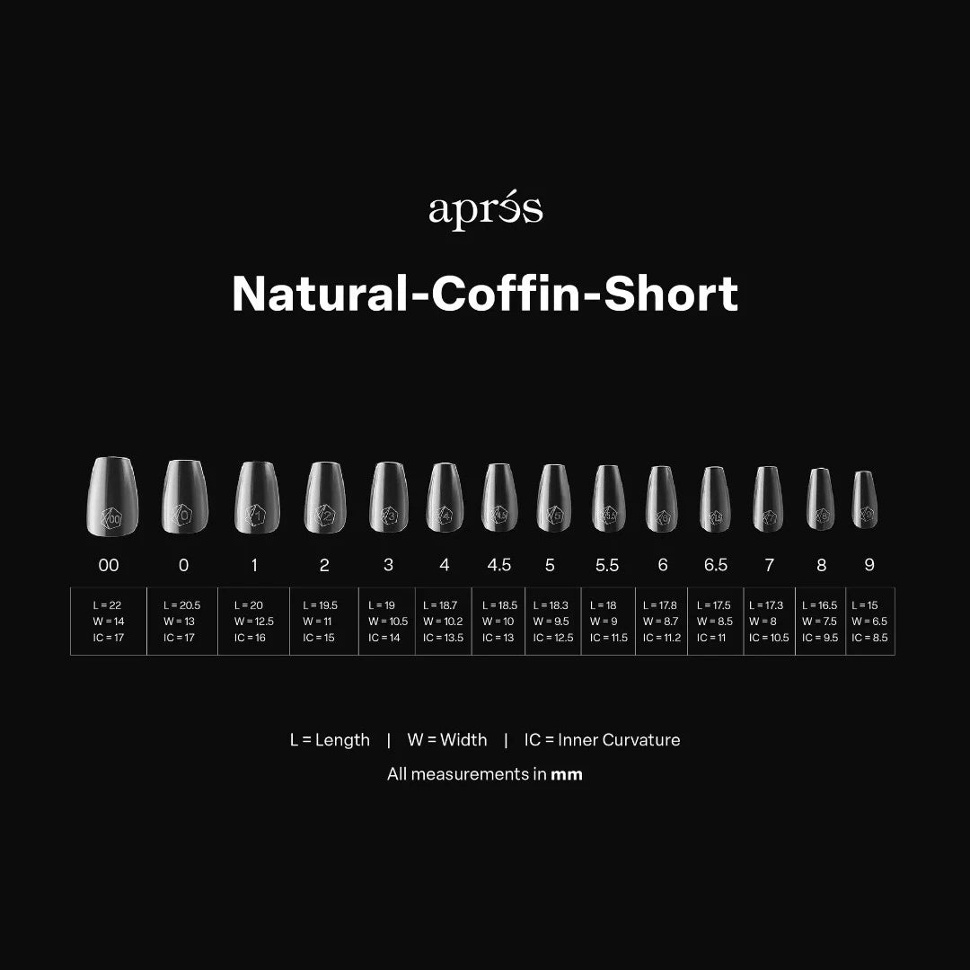 Apres Nails, Gel-X Tip Mini Box, Natural Coffin Short (280pcs), gel x nails calgary
