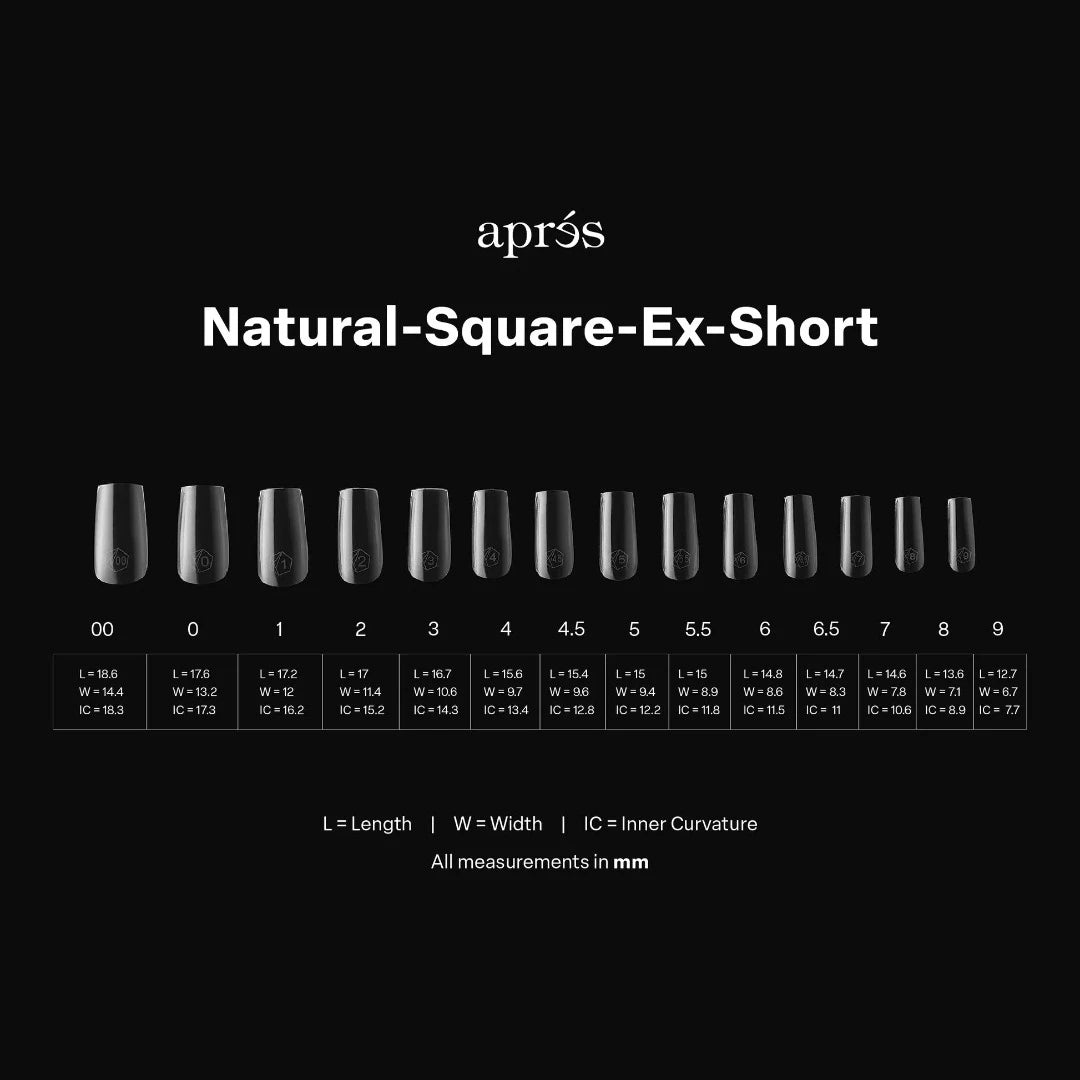 Apres Nails, Gel-X Tip Mini Box, Natural Square Extra Short (280pcs), manucure americaine