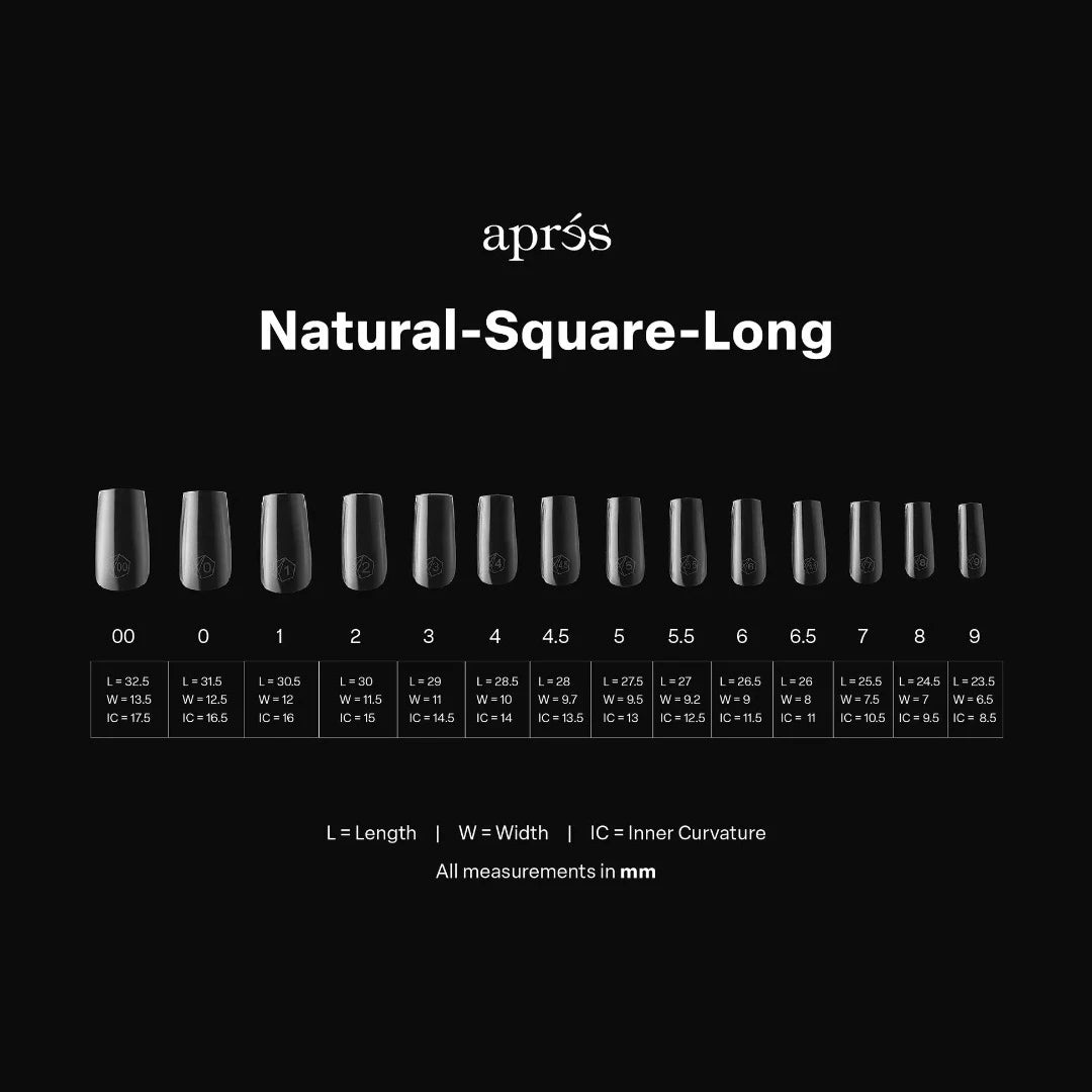 Apres Gel-X Press on Nail Tips 2.0, Mini Box - Natural Square Long (280pcs)