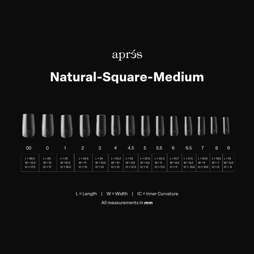 Apres Gel-X Press on Nail Tips 2.0, Mini Box - Natural Square Medium (280pcs)
