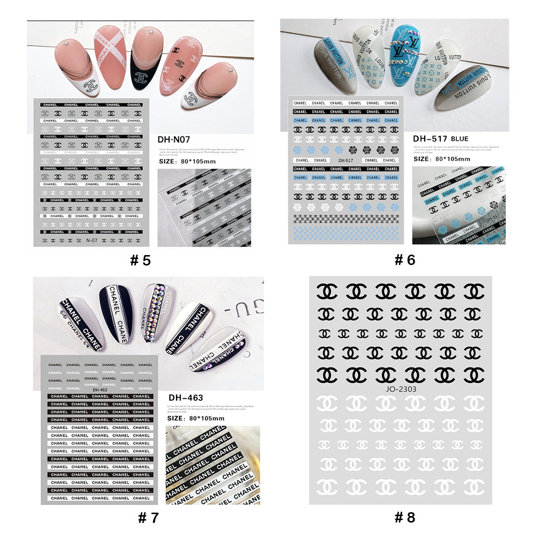 fingernail stickers, art nail stickers, CNBS Nail Stickers, Decals for Nails Fashion Brands