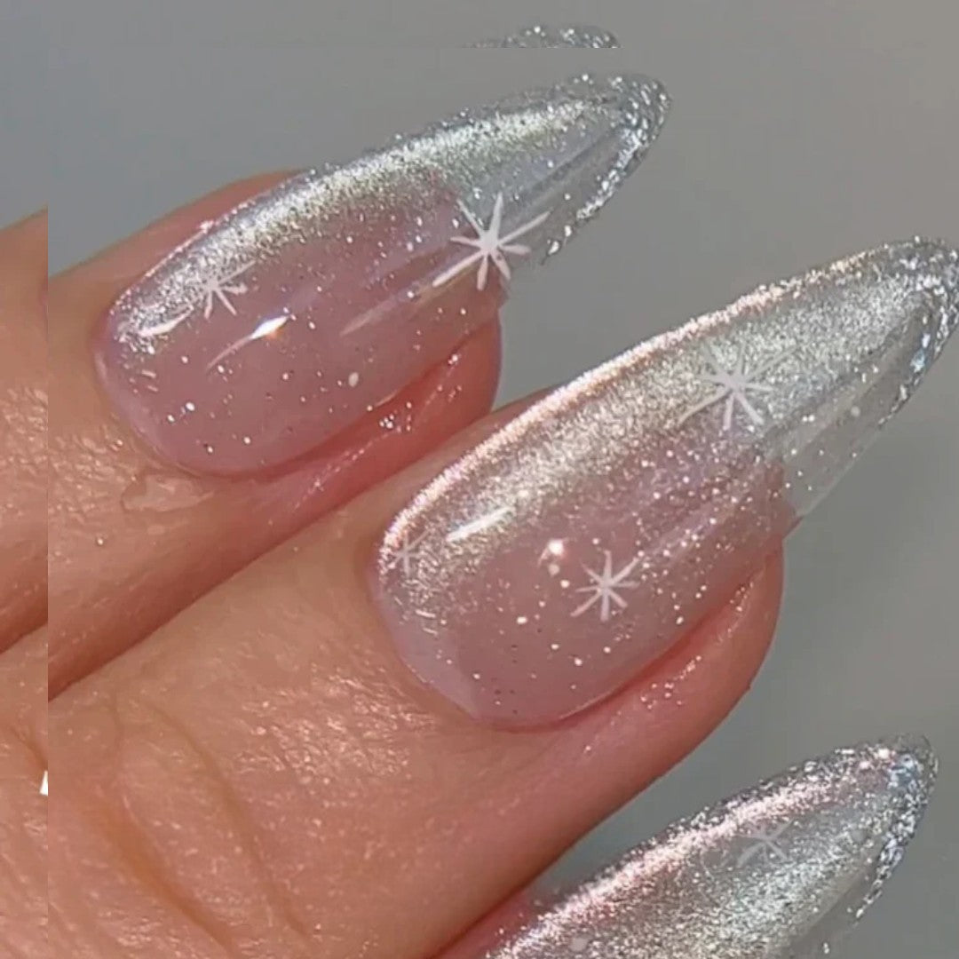 Nailbayo Doi Sugar Magnet Gel 10ml, clear glitter nail polish