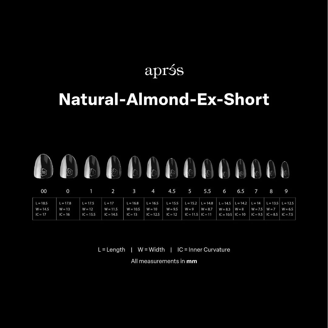 Apres Nails, Gel-X Tip Mini Box, Natural extra short almond nails (280pcs), kit de manucure
