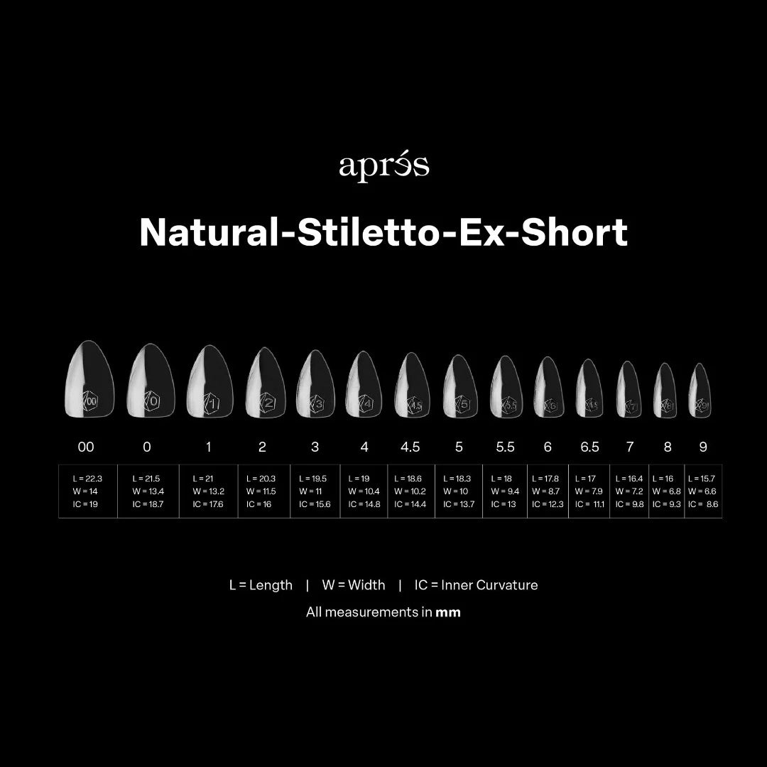 Apres Gel-X Press on Nail Tips 2.0, Mini Box - Natural Stiletto Extra Short (280pcs)