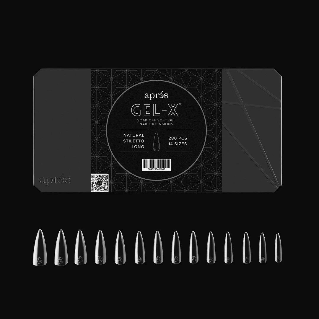 Apres Nails, Gel-X Tip Mini Box, Natural Stiletto Long (280pcs), blk near me, capsule ongle