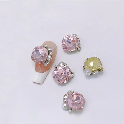 CNBS 5pc Luxury Crystal Charm, Pink 3D Nail Art Charms