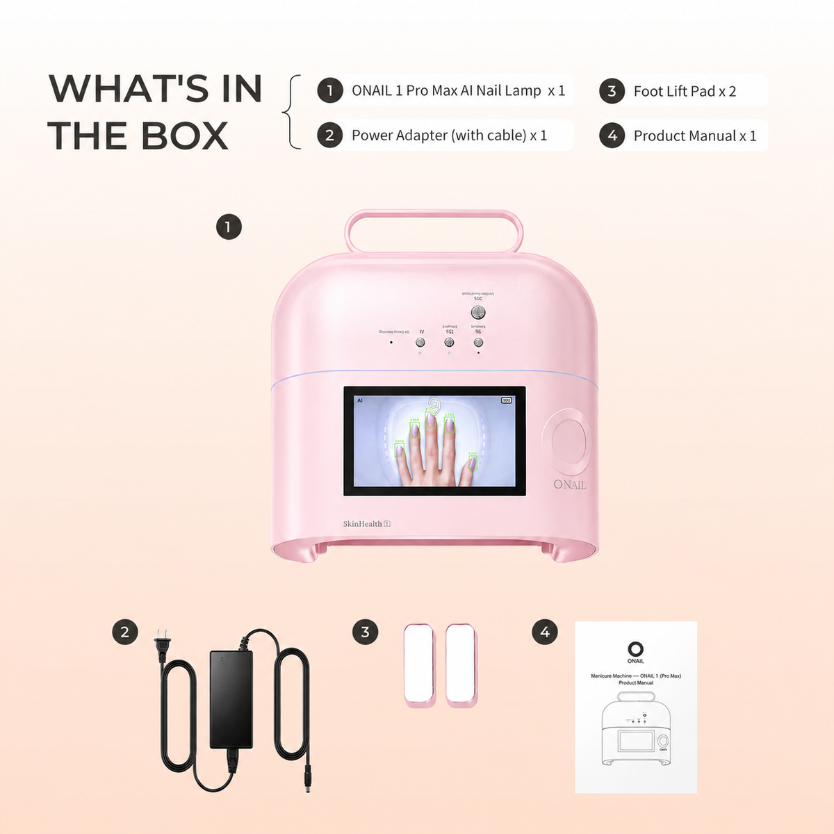 ONAIL 1 Pro Max-Rechargeable AI Nail Lamp - Pink