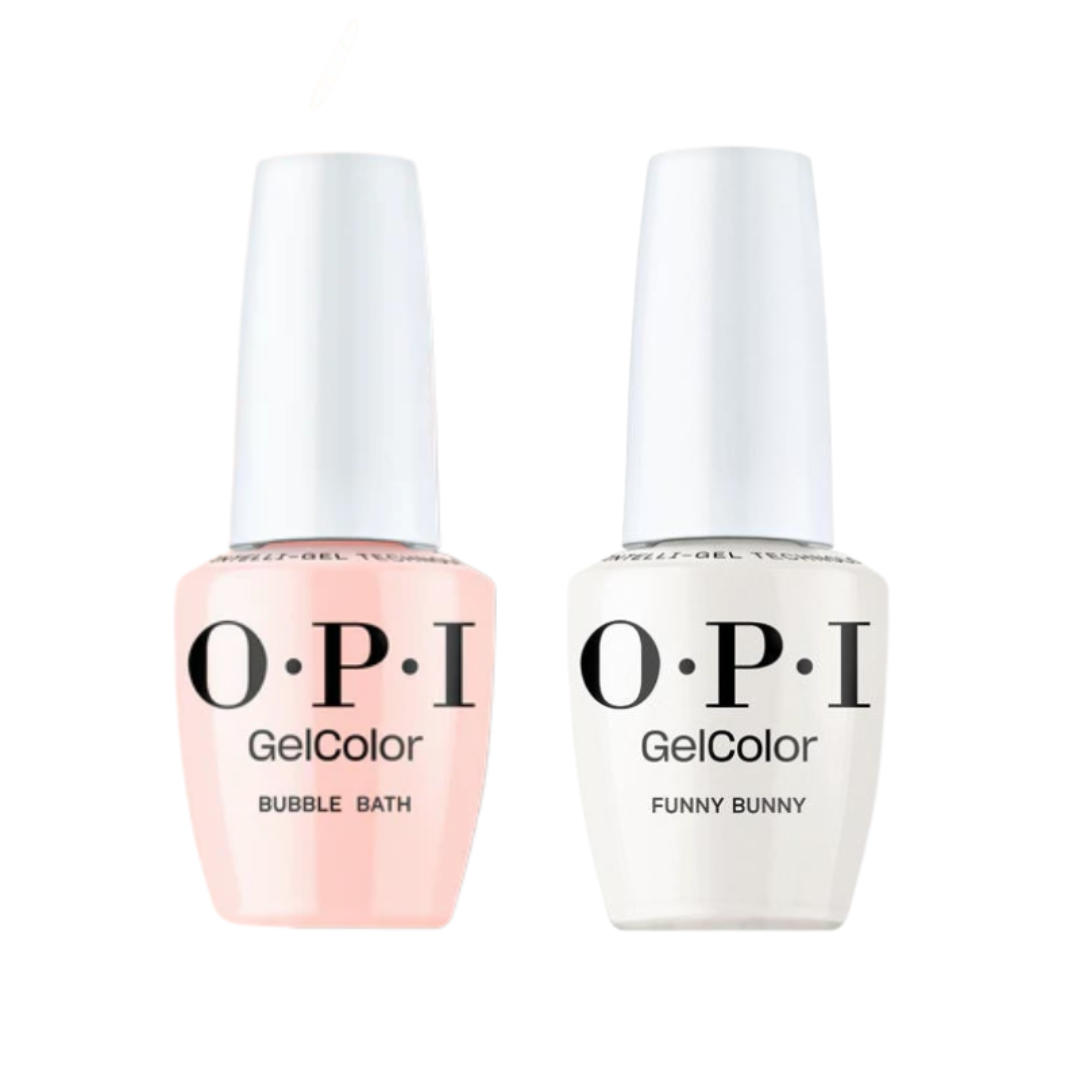 OPI Gel Colour - Funny Bunny + Bubble Bath (DIY OPI’m a Bubble Bunny COMBO)