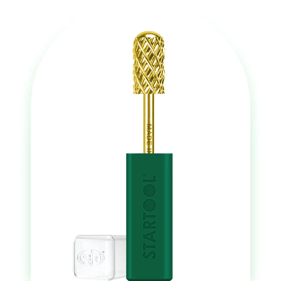 Startool Nail Drill Bits - Large Barrel Round Top Carbide R4X Quadruple Extra Coarse 3/32 Gold