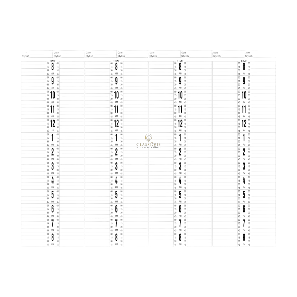 Salon Appointment Book 8Column #AB118 - Classique Nails Beauty Supply