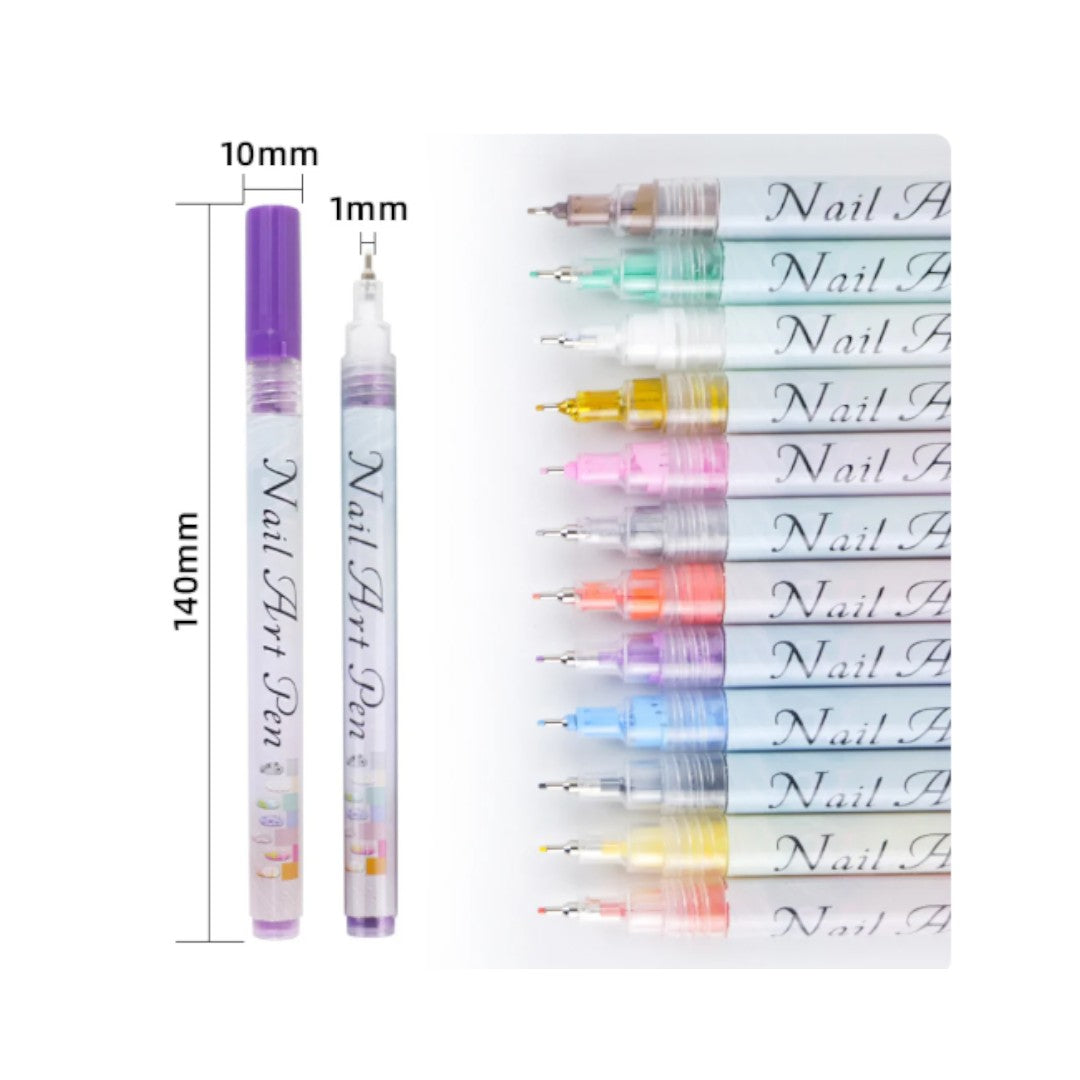 Nail Art Pen Detailing - Nail Polish Marker (Set of 12)
